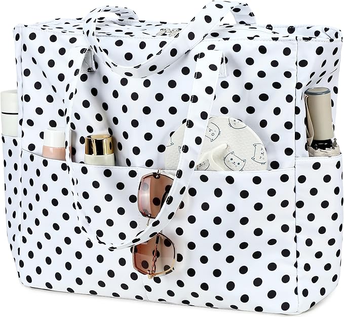 LEDAOU Large Beach Bag Women Waterproof Sandproof Zipper Beach Tote Pool Bag for Swim Gym Grocery Travel with Wet Pocket | Waterproof, Sandproof, Zipper, Pool, Gym, Grocery