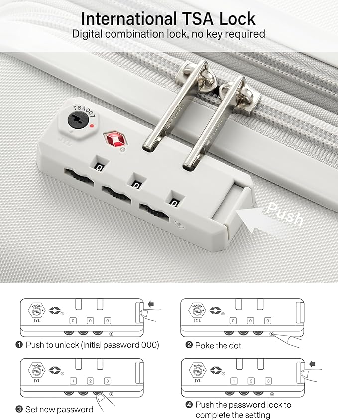 Hanke 24 Inch Expandable Hard Sided Luggage with Spinner Wheels, Checked Luggage for Travel, Hard Shell Suitcases With Wheels Durable Medium Suitcase for Woman Men with Tsa Lock(Smoke White)