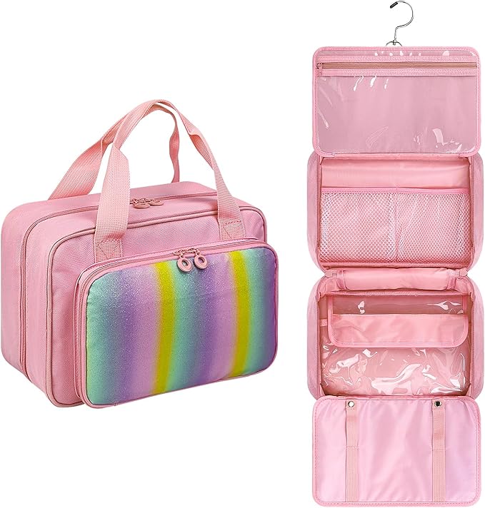 Hair Accessories Organizer for Girls, Hanging Hair Bow Storage Bag for Girls Hair Clips, Travel Organizer With Hair Clips, Headbands, Scrunchies & Ties - Empty Bag (Pink)