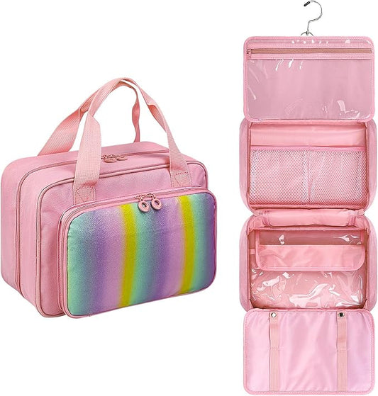 Hair Accessories Organizer for Girls, Hanging Hair Bow Storage Bag for Girls Hair Clips, Travel Organizer With Hair Clips, Headbands, Scrunchies & Ties - Empty Bag (Pink)