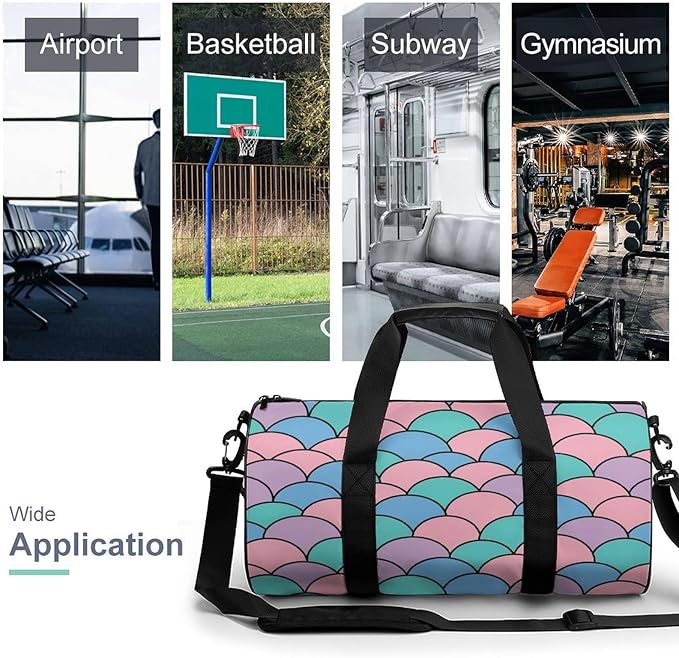 Beach Swim Bags Mermaid Scale (9) Men Women Duffle Bag Foldable Gym Bag Lightweight Travel Sports Bags for Men and Women