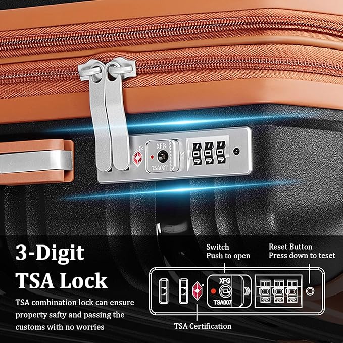 4 Piece Carry On Luggage Set 20 Inch, Expandable PP Hardshell Suitcase with Detachable Spinner Wheels & TSA Lock, Includes Cosmetic Case, Travel Tote & Toiletry Bag, Lightweight (Black)