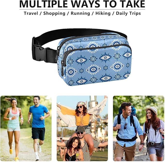 Ethnic Evil Eyes Fanny Pack for Women Men Water Resistant Fashion Waist Packs with Adjustable Strap Belt Bag for Travel Workout Jogging Hiking 21220499