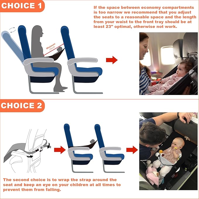 Toddler Airplane Seat Extender, Flight Travel Bed to Save Mom's Lap, Portable Toddlers Plane Foot Rest for Flying - Fit Economy Seats