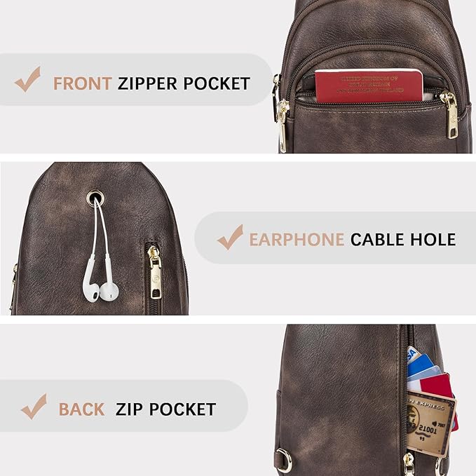 BOSTANTEN Small Sling Bag for Women Leather Crossbody Bags Fanny Pack Chest Bag for Travel