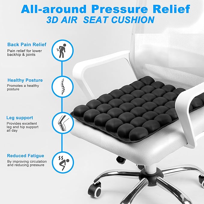 Upgrade Travel Seat Cushion for Airplane,Portable&Adjustable Air Seat Cushion,Coccyx Tailbone Pain Relief Chair Pad,Inflatable Cushion for Wheelchair, Travel,Driving,Office Work
