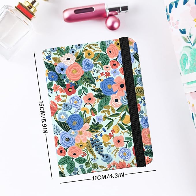 Cute Passport Holder and Holder Combo Passport Cover with RFID Blocking Women Men Compatible Wallet Credit Card Protector(Color Flowers,Floral)