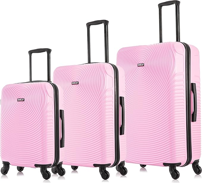 DUKAP INCEPTION Luggage with Spinner Wheels | Durable Lightweight Hardshell Suitcase,Travel Sets with Handle and Trolley | (20in, 24in, 28in) 3 Piece Luggage Set | Pink