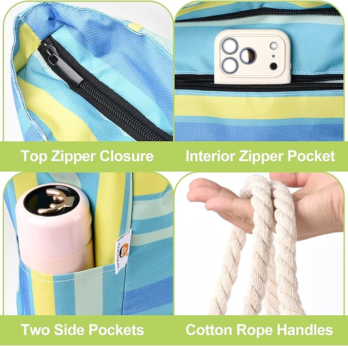 CaCTOUR Large Beach Bag Women,Beach Bags Waterproof Sandproof with Zipper Wet Pocket,Beach Tote Pool Bag for Swim Gym Travel
