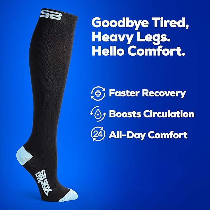 SB SOX Lite Compression Socks for Men & Women (15-20mmHg) – Best Compression Socks for Travel, Sports, and Daily Wear - XXL Sizes too!