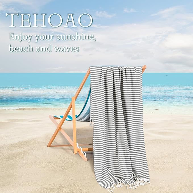 12 Pack Turkish Striped Beach Towels Bulk Oversized 39"x71" Large Bath and Pool Set Quick Dry Lightweight Travel Towel for Adult,100% Cotton