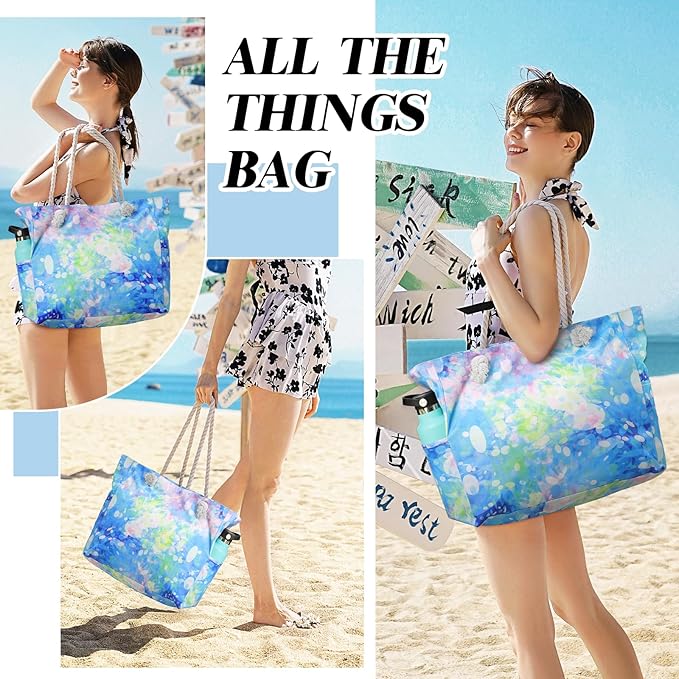 Tavaleu Beach Bags for Women - Large Beach Tote Bag, Women Sandproof Pool Bag for Pool Gym Grocery Travel