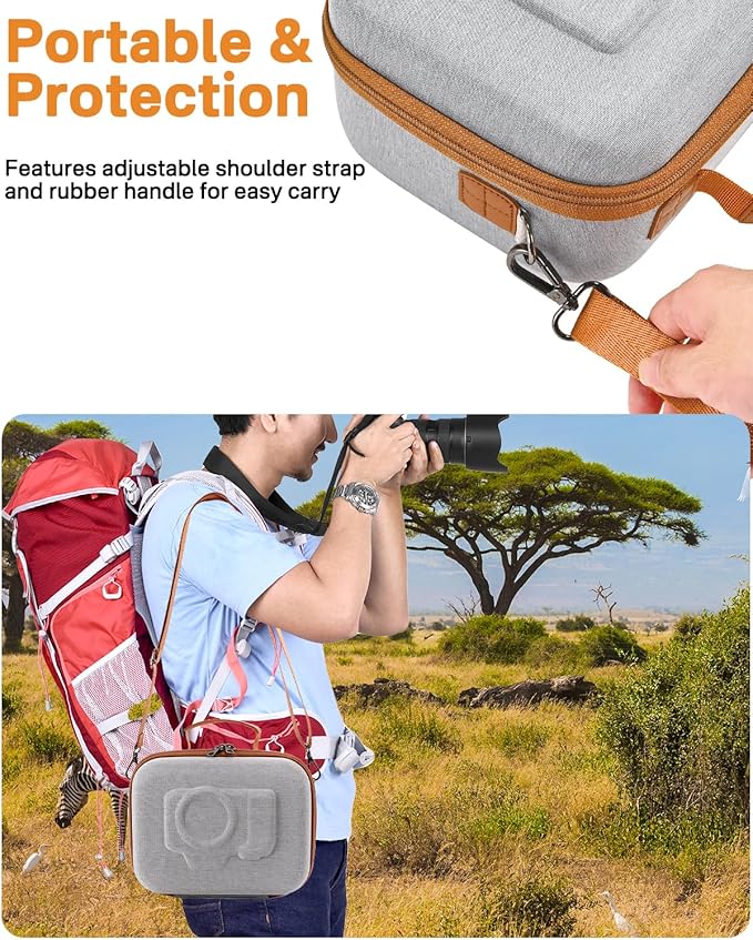 RAIACE Hard Case Compatible with Sony Alpha 7 II III IV/7R V Camera, for Nikon, for Canon, for Pentax and More. Mesh Pocket for Charger, Cables, Cards and Accessories. (case only) (Gray)