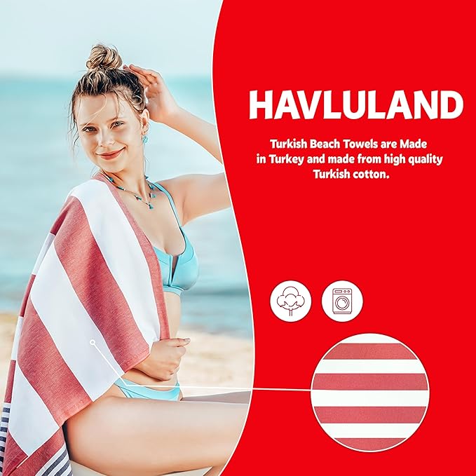 HAVLULAND Beach Towels Oversized 72x40, Sand Free Turkish Beach Towel, Extra Large Soft Pool Towels, Super Absorbent Bath Towels - Set of 4 Multi Color