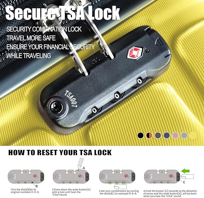 3-Piece Hardshell Luggage Set, Lightweight Expandable Suitcase with TSA Lock and Double Spinner Wheels, 20% Expansion for Extra Packing, Carry-On and Checked Bags, Yellow