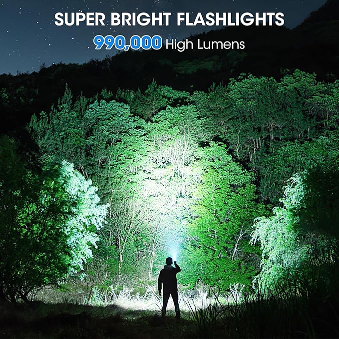 3 Pack Rechargeable Flashlight High Lumens - 99,000LM Super Bright LED Flash Light for Home with 5 Modes, Powerful Waterproof Handheld Flashlight for Camping Emergencies (L-3P)