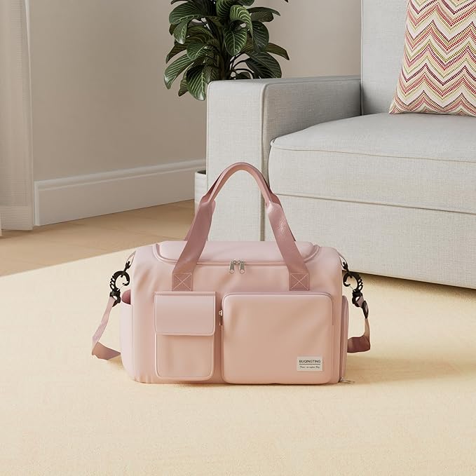 Small Gym Bag for Women, Travel Duffle Bag Carry On Weekender Bag with Shoe Compartment