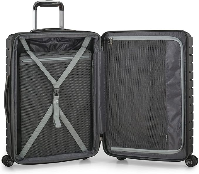 Traveler's Choice Archer Polycarbonate Hardside Spinner Luggage Set, Tie Down Straps, Grey, Checked 29-Inch