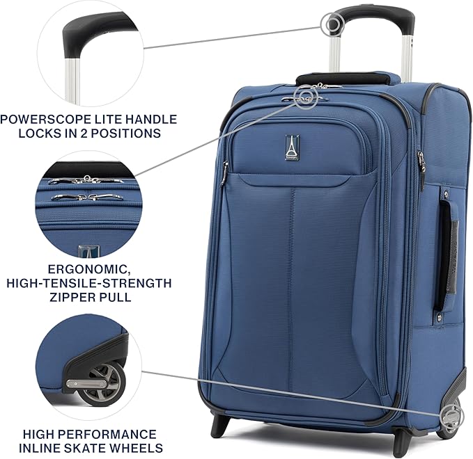 Travelpro Tourlite Softside 26" Expandable Checked-Medium Rollaboard (2-Wheel) Lightweight Luggage, Blue Suitcase
