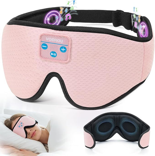 Voerou Sleep Headphones 3D Sleep Mask with Bluetooth 5.4 Headphones, Eye Maks for Sleep with Soft Breathable Fabric & HD Stereo Speakers, Cool Tech Gadgets Christmas Gift for Men Women Teen Boys Dad