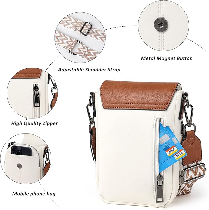 TANTOMI Small Crossbody Bags for Women, Small Purses with Card Slots Phone Purse Wide Adjustable Strap