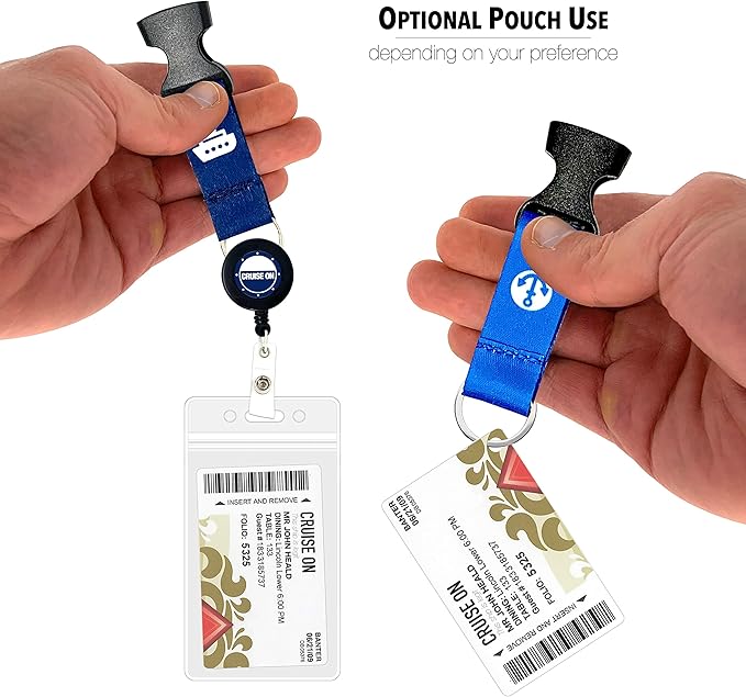 Cruise On Cruise Lanyard for Ship Cards – 2-Pack Retractable Badge & Waterproof Key Card Holder for Ship Cards – Cruise Essentials 2026-2027, Perfect for Travel & Vacation (Blue Ship & Royal)