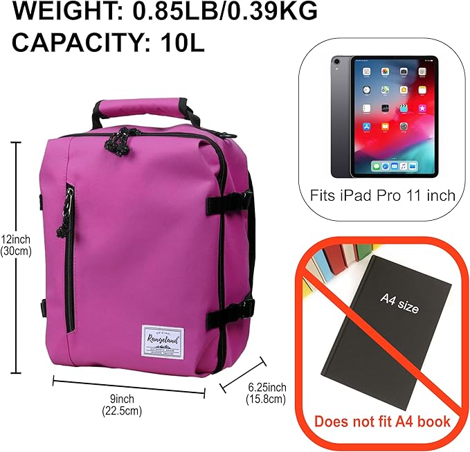 Kids Travel Backpack for Ages 3-6 | Lightweight Suitcase Style Carry-On | 10L Weekender with Tablet Sleeve & Chest Strap | Orchid