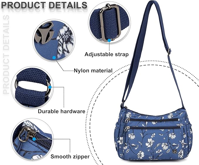 Casual Crossbody Bag with Anti Theft Pocket - Women Lightweight Water-Resistant Purse Bag