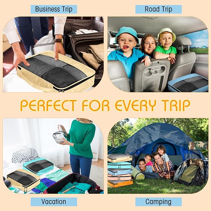 5 Pcs Packing Cubes for Suitcase Large Travel Cubes Carry on Luggage Organizer Bags for Clothes Accessories(S,Pastel)