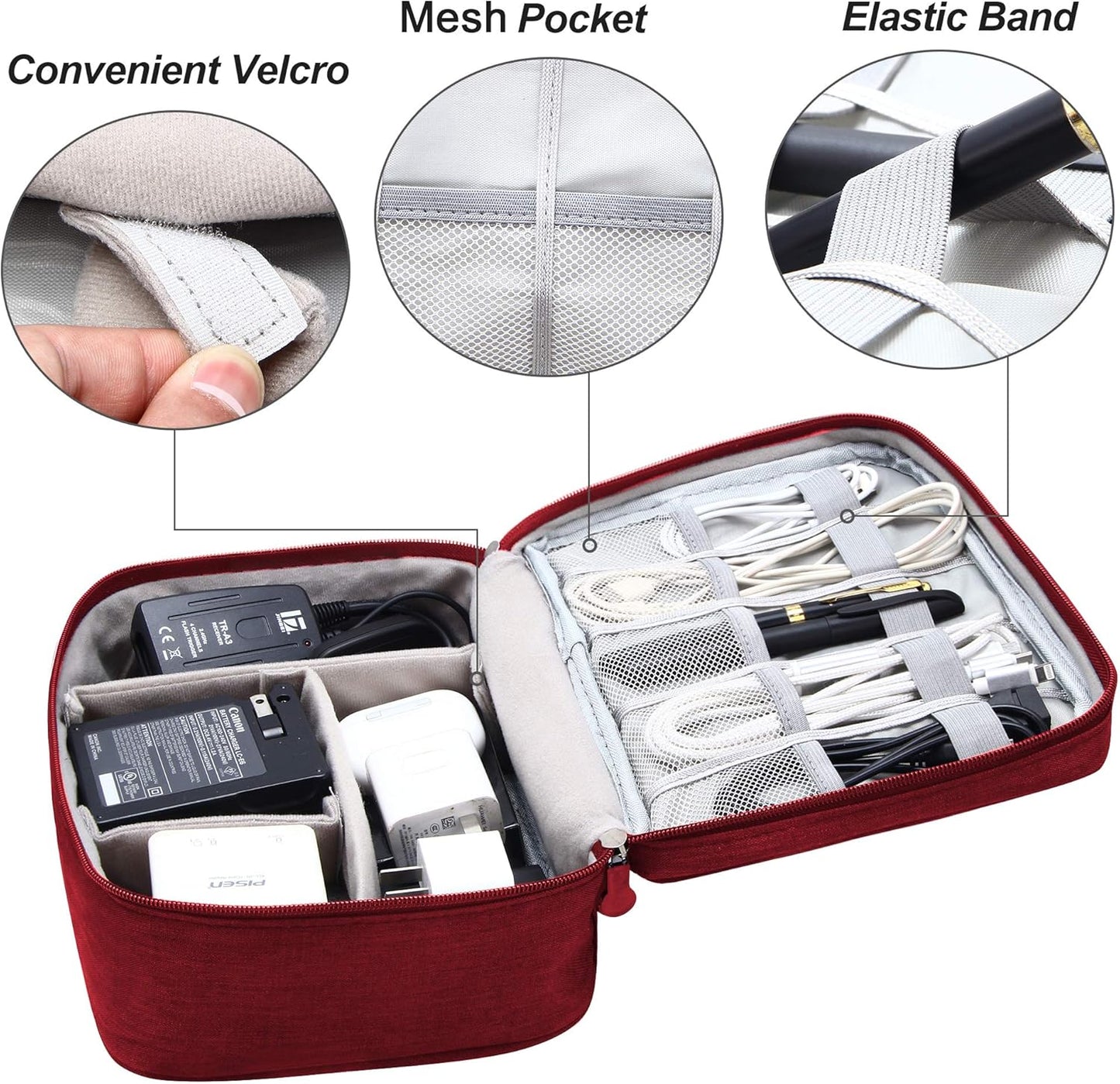 VOCUS Electronics Organizer Travel Cable Organizer Bag for Electronics Accessories, Portable Tech Carring Large Storage Case for Charger, Cord, Power Bank, Hardware