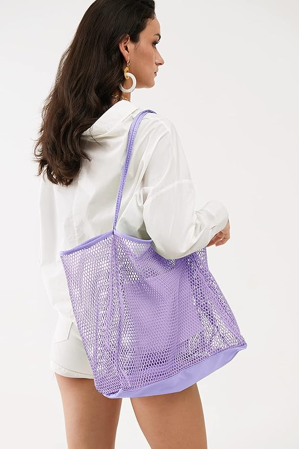 HOXIS Mesh Beach Tote Womens Shoulder Handbag