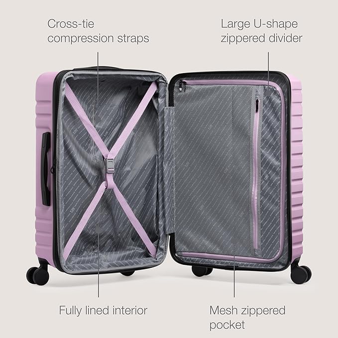 U.S. Traveler Boren Expandable Hardside Rugged Travel Luggage with 8 Spinner Wheels, Lavender, Checked-Large 30-Inch