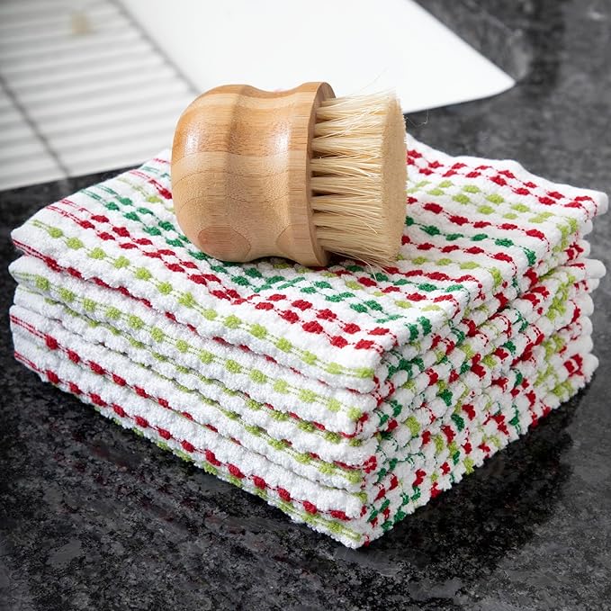 Ritz Pebble Bar Mop Towels: Highly Absorbent and Super Soft, 100% Cotton, Durable Super Absorbent Kitchen Bar Towels for Wiping Tables and Counters, 12x12, 6-Pack, Holiday