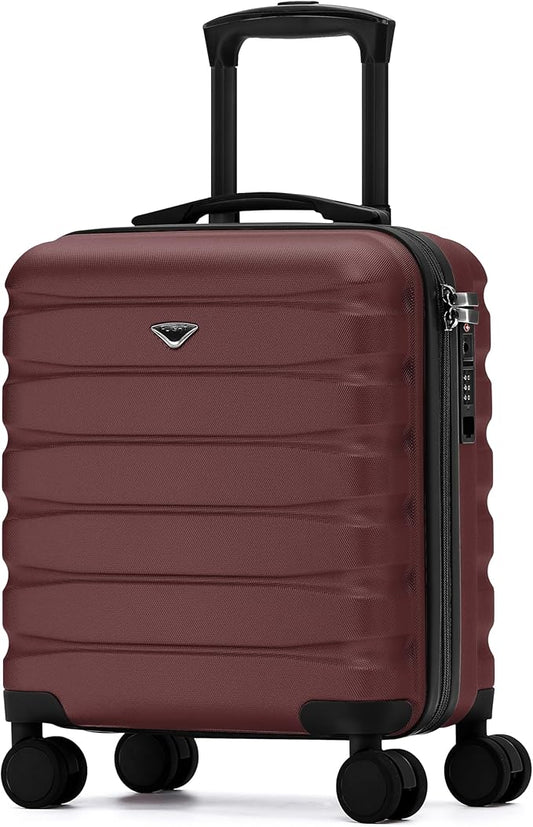 Flight Knight Carry On Suitcase 18x14x8" Hardside Built In TSA Lock & USB Port Lightweight Luggage Silent Double Spinner Wheels Maximum Underseat Carry-On Bag For American & United Approved Airlines