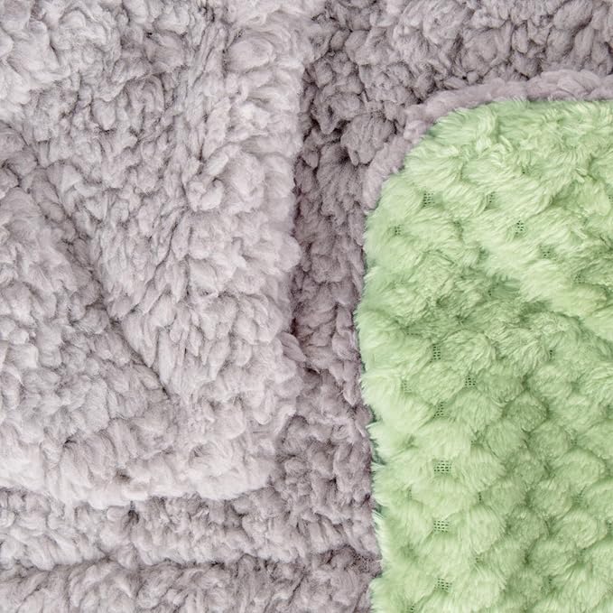 Fuzzy Sherpa Reversible Blanket for Baby, Soft Warm Cozy Coral Fleece Toddler, Infant or Newborn Reversible Blanket for Crib, Stroller, Travel, 40”×60”, Pastel Green