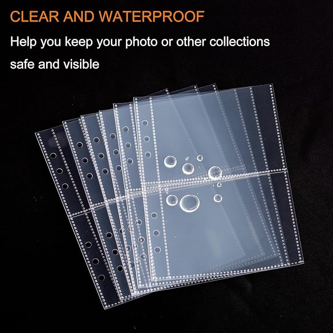 30pcs Pocket Sleeves for A5 6 Ring Binder, 2-Pocket Double-Sided Sheets Inserts Refill Pages for Kpop photocard, Savings Challenges, Sticker Collecting Album Binder (90 Micron Thickness per Layer)