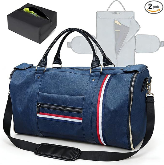 Geestock Garment Bags for Travel, Convertible Garment Bag Carry On with Shoe Pouch & Luggage Sleeve, Large Travel Duffel Bags Oxford 2 in 1 Hanging Suitcase Suit Travel Bag for Men, Blue