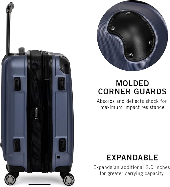 Kenneth Cole REACTION Renegade Luggage Expandable 8-Wheel Spinner Lightweight Hardside Suitcase, Smokey Purple, 28-Inch Checked