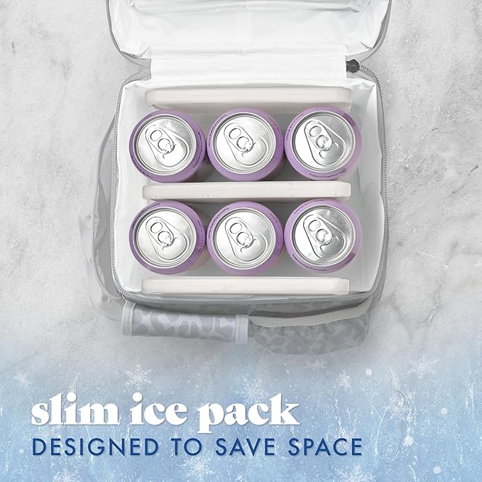 Cool Coolers by Fit & Fresh XL Slim Ice Packs, Quick Freeze Reusable Ice Packs for Lunch Boxes & Coolers, Long-Lasting, Space Saving Cooler Ice Packs, Ivory, 4Pk