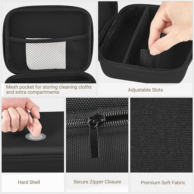 Mkono Travel Sunglasses Organizer Glasses Case Multiple Pairs with Adjustable Slots Eyeglasses Case Storage Box for Men (3 Slots, Black)