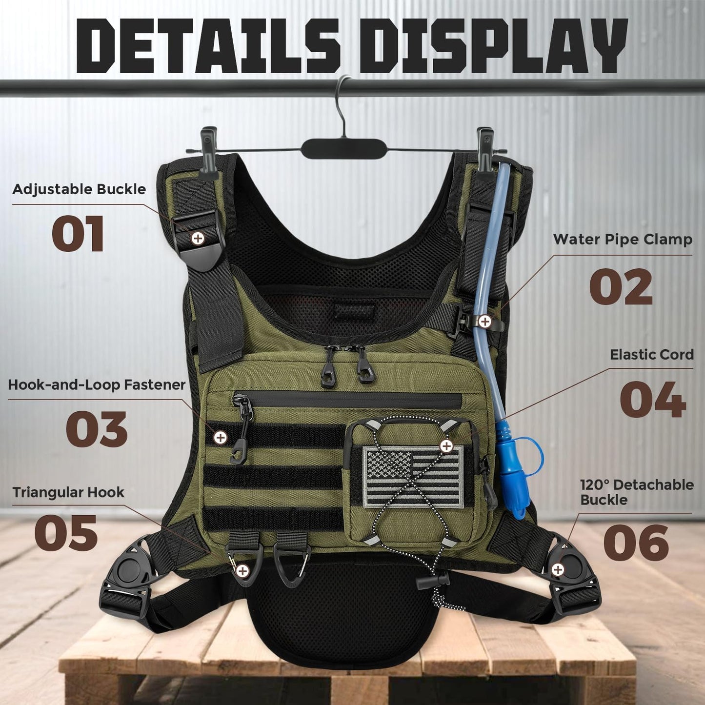 Hydration Vest（The design patent has been granted ）with 2L Water Bladder for Men and Women,Lightweight Adjustable Hydration Backpack,Reflective Running Hydration Chest Bag for Hiking Climbing Cycling