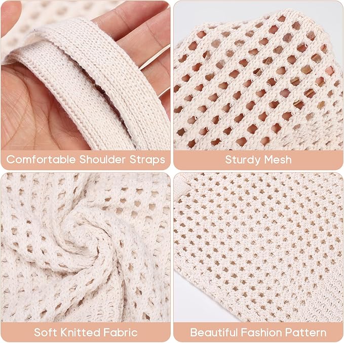 Sightor Crochet Tote Bag, Mesh Beach Bag Knit Summer Hobo Bag Vacation Boho Tote Bag for Women