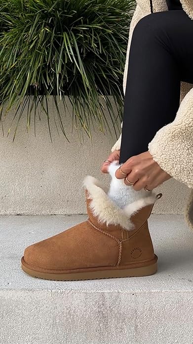 Dearfoams Women's Fireside Shearling Water Resistant Indoor/Outdoor Foldover Boot Slipper