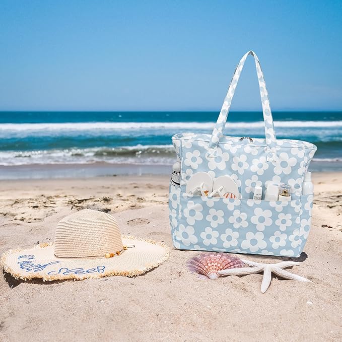 Bluboon Beach Bags for Women, Large Waterproof Tote Bag With Wet Compartment for Pool Weekender Travel Gym
