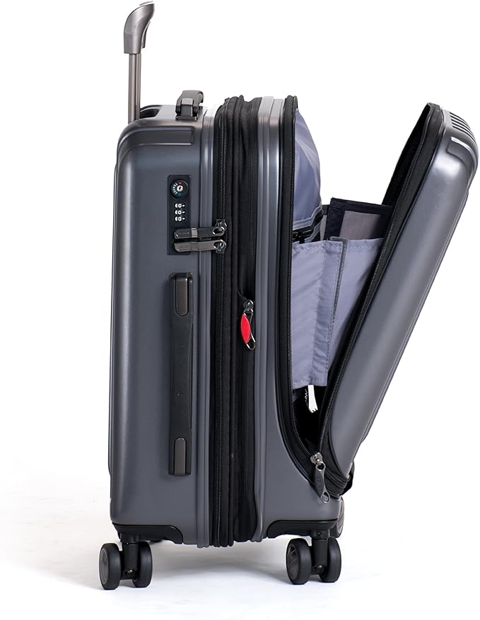 DELSEY PARIS Titanium Hardside Expandable Luggage with Spinner Wheels, Black Cherry Red, 2-Piece Set (21/29)