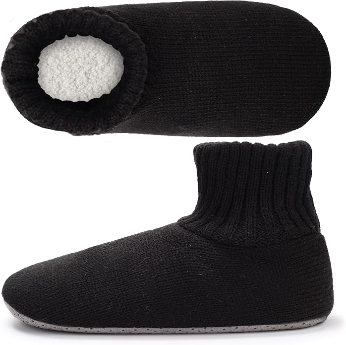 Ultrafun Fuzzy Slipper Socks for Men, Non Slip Warm Plushed Lined Indoor House Socks with Grips Christmas Gifts