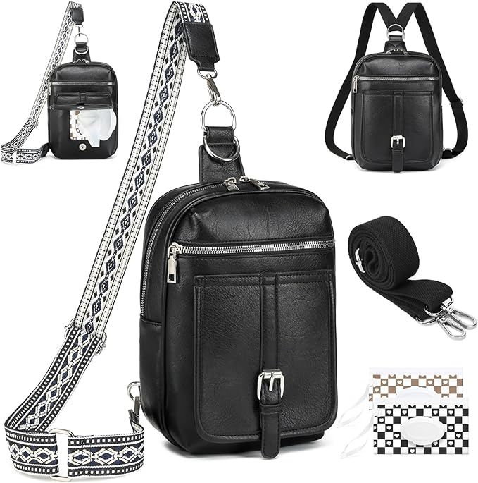 MYHOZEE Small Diaper Bag Crossbody Sling Purse for Women - 2 in 1 Leather Backpack with 2 Straps for Short Trips Work Daily | Mini diaper bag, Instant Wipes pocket, Adjustable Straps, Credit card slot, Moms and dads, Reusable Wipe pouchs