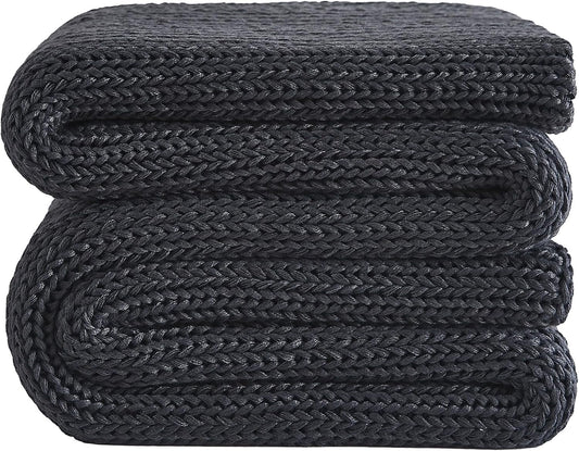 L'AGRATY Knitted Weighted Blanket - 50"x60" 7lbs Cooling Chunky Knit Heavy Blanket for Adults Braided Crochet Throw Thick Cable Yarn Knit Decorative No Beads Evenly Weighted Machine Washable
