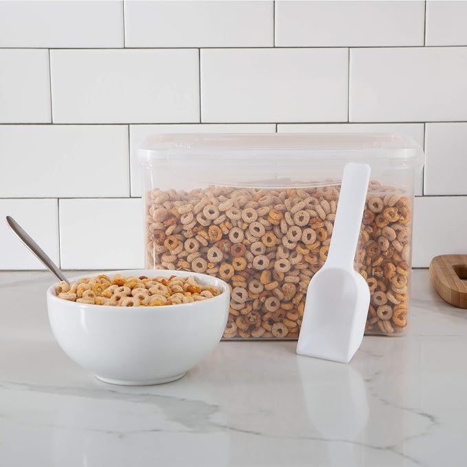 Kitchen Details 2 Pack Cereal Container with Scooper | Medium | Airtight | Food Tin | Keeps Fresh | Kitchen & Pantry Storage Organizers | Clear