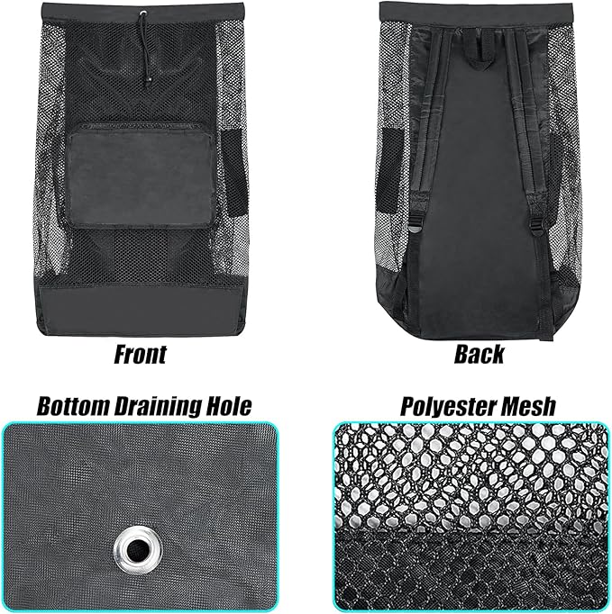 Luwint Large Mesh Dive Bag Scuba Gear Backpack Foldable Bag for Snorkeling Diving, Water Sports, Beach, Duffle Gym Bag